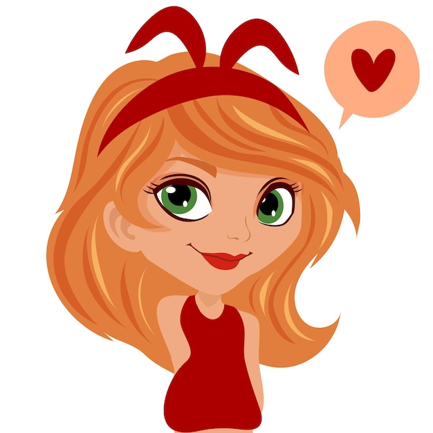 Vector cute girl blonde hair with bunny band