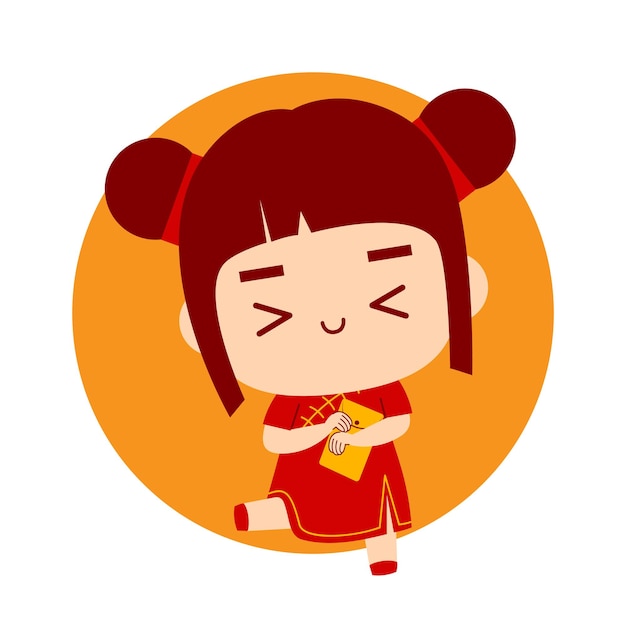 Cute Girl Cartoon Character Chinese New Year