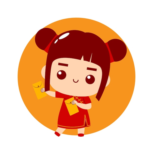 Cute Girl Cartoon Character Chinese New Year