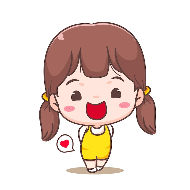 Vector cute girl cartoon character people expression concept design adorable chibi vector