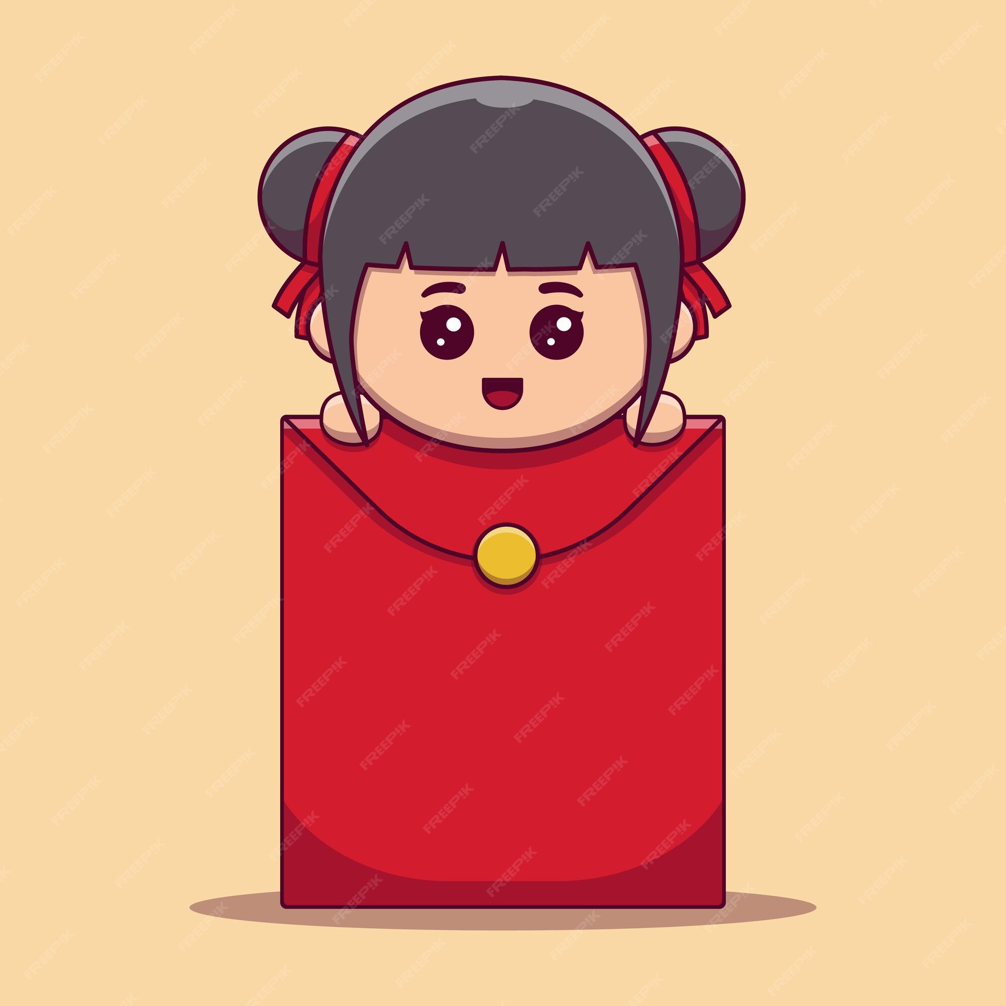 Illustration Of Girl With Chinese New Year Gift And Red Envelope Against  White Background High-Res Vector Graphic - Getty Images