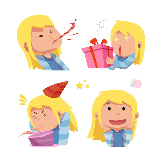 Cute girl character celebrate birthday party