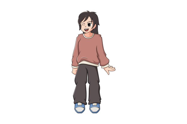 ベクトル かわいい女の子のキャラクターデザインイラスト