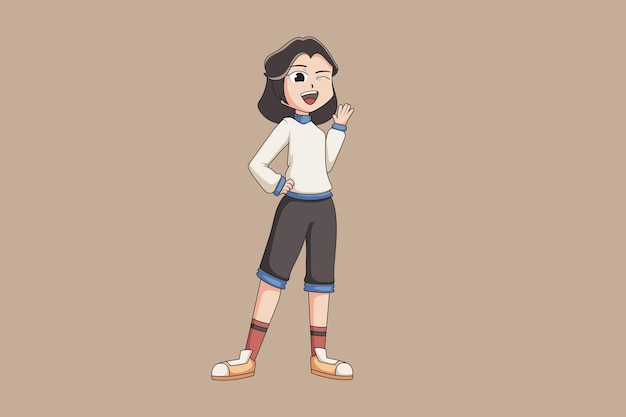 Cute Girl Character Design Illustration