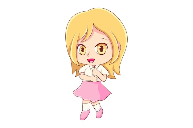 かわいい女の子のキャラクターデザインイラスト