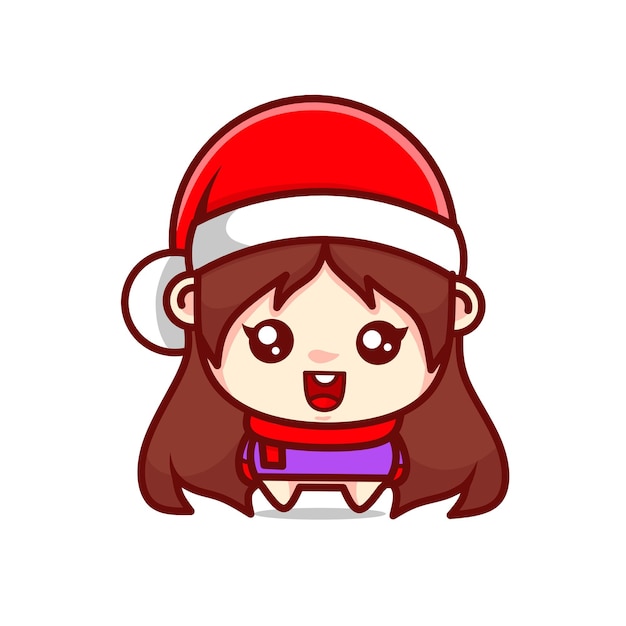 Cute girl character with christmas hat