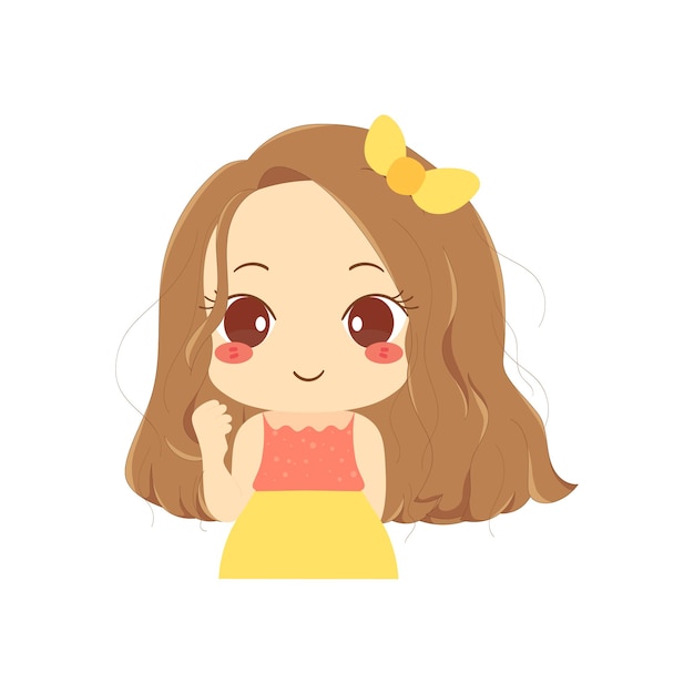 Vector cute girl cheering up cartoon illustration