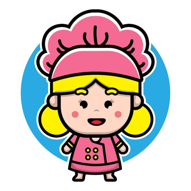 Cute girl chef cartoon character design