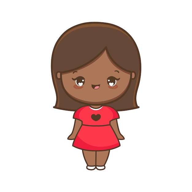 Vector cute girl chibi illustration vector