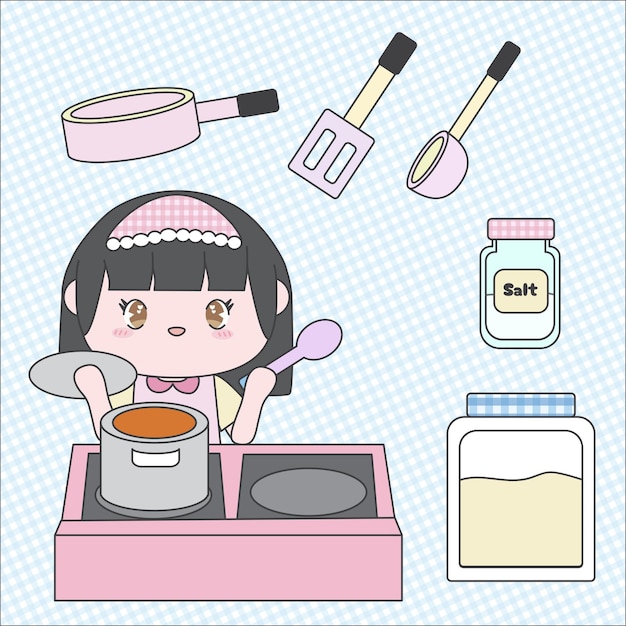 Cute girl cooking