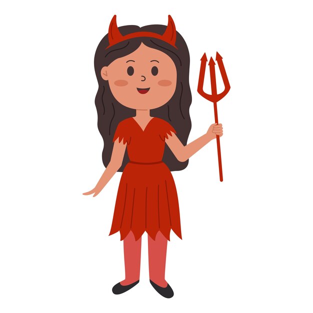 Cute girl in devil costume for halloween