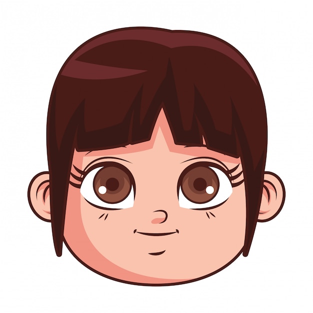 Cute girl face cartoon