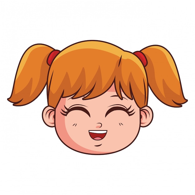 Cute girl face cartoon