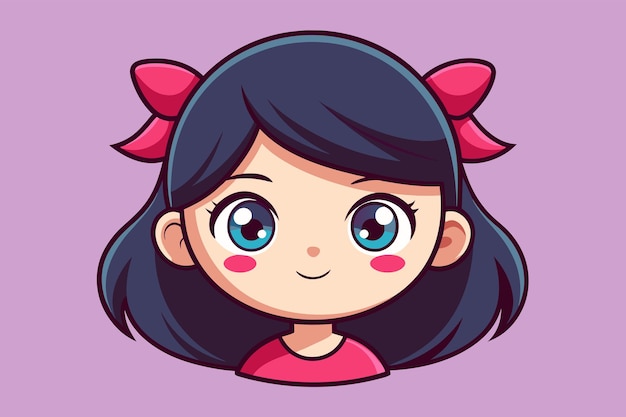 Vector cute girl face character illustration