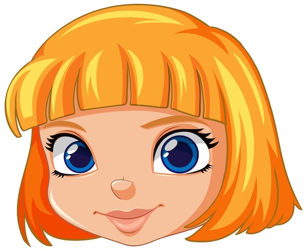 Vector cute girl face smilling isolated