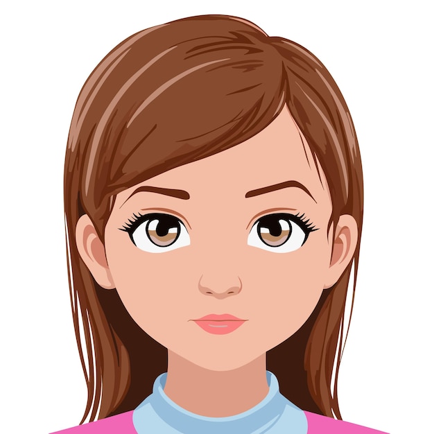 Cute girl face vector cute cartoon women vector art