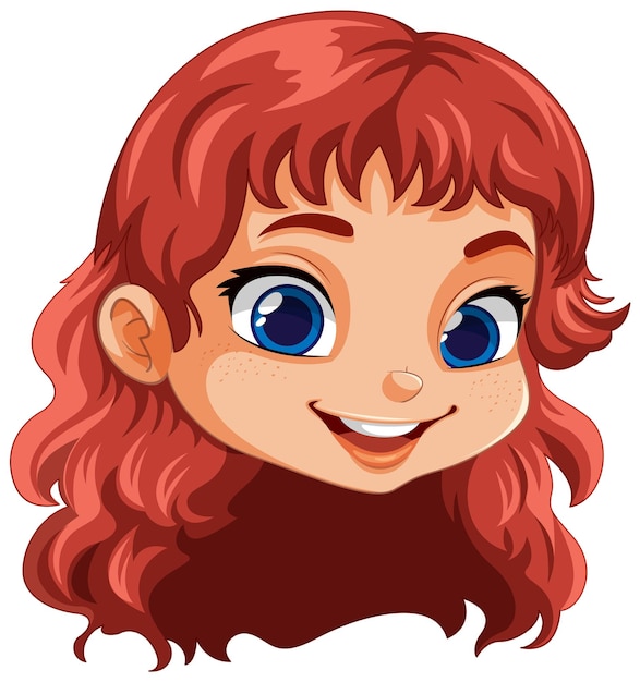 Vector cute girl face with red hair vector