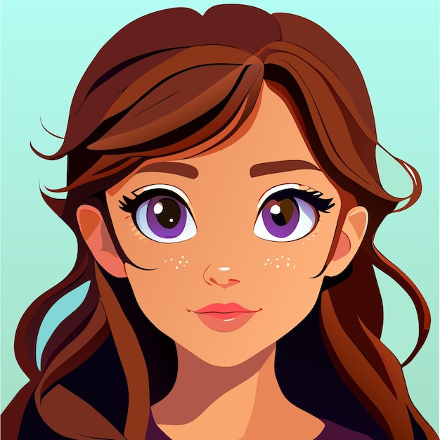 Cute girl head happy hand drawn flat stylish cartoon sticker icon concept isolated illustration