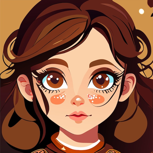 Cute girl head happy hand drawn flat stylish cartoon sticker icon concept isolated illustration