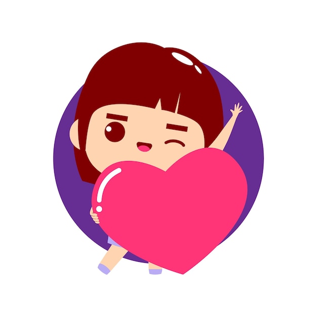 Cute girl holding heart with love