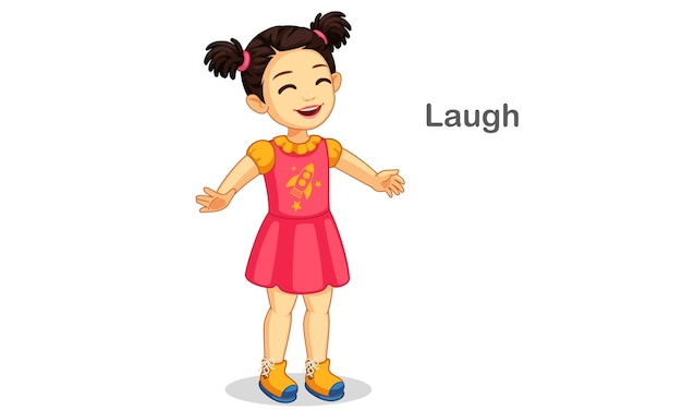 Vector cute girl laughing illustration