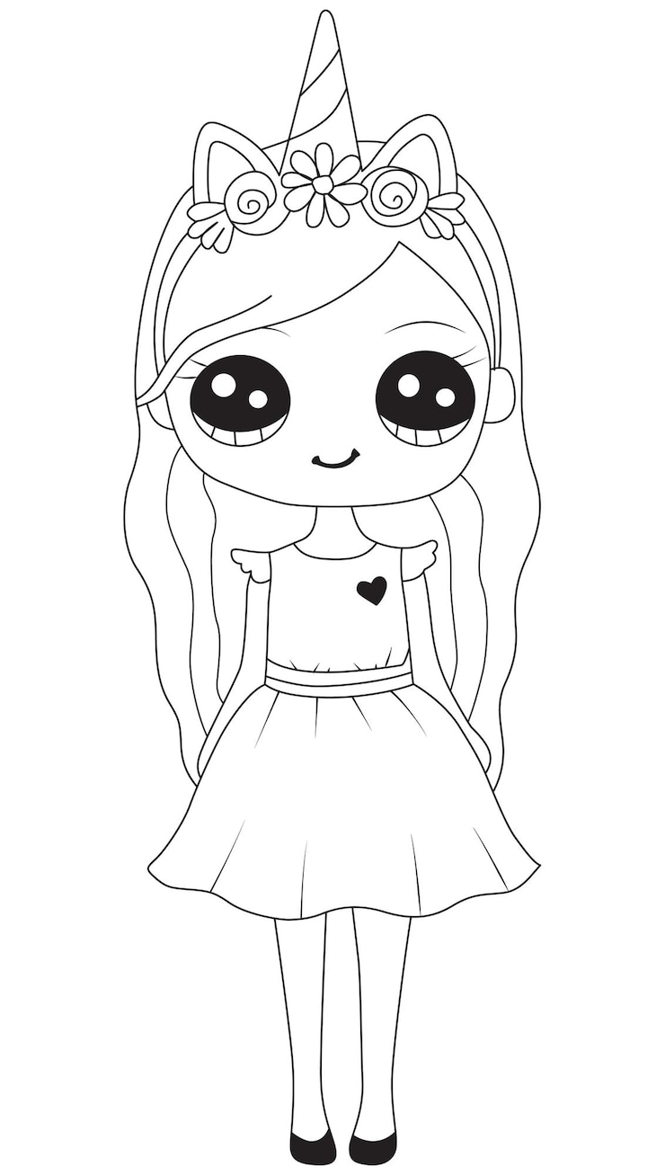 Vector かわいい女の子ライン アート イラスト