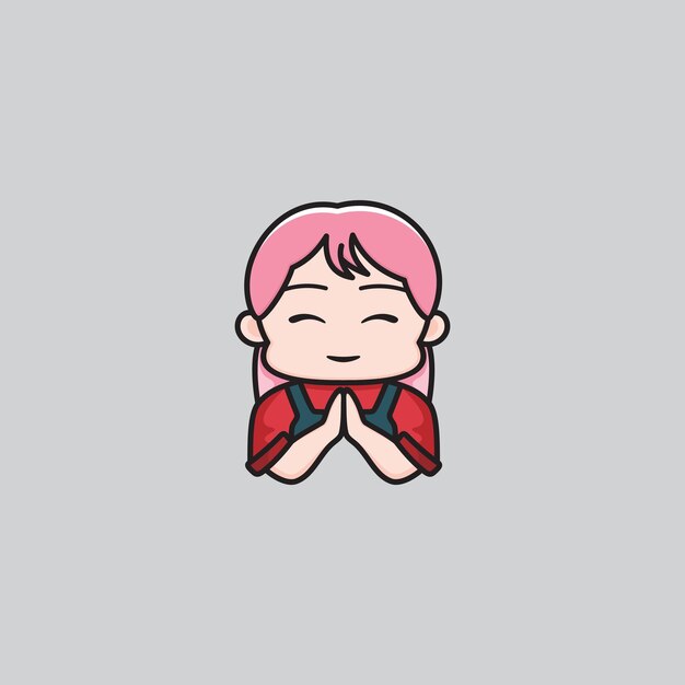 Cute girl mascotte logo design