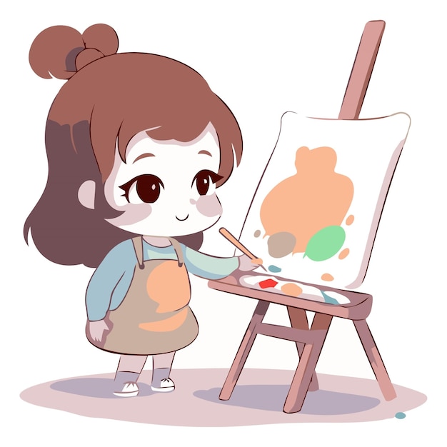 絵台に絵を描く可愛い女の子
