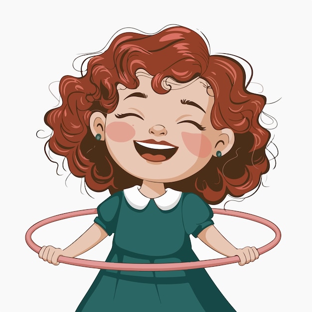 cute girl playing hula hoop fun vector illustration avatar