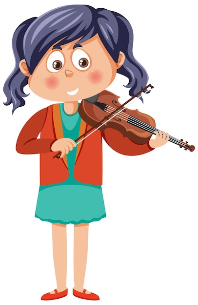 Vector cute girl playing violin