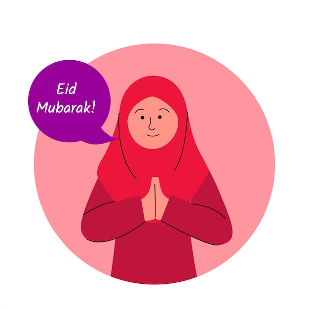 Cute girl in round hole avatar eid mubarak greeting