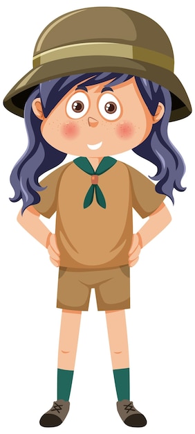 Vector cute girl scout cartoon character