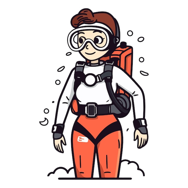 Cute girl scuba diver of a diver