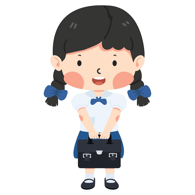 Cute girl student wearing uniform and bag education thailand school