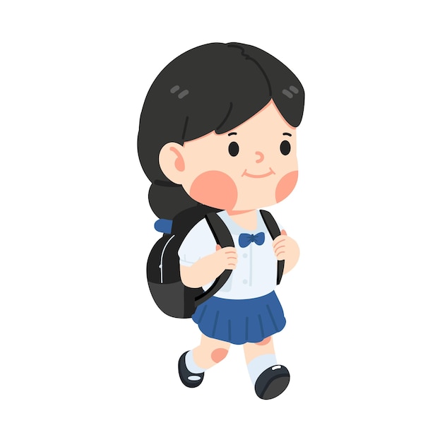 Vector cute girl student with backpack vector
