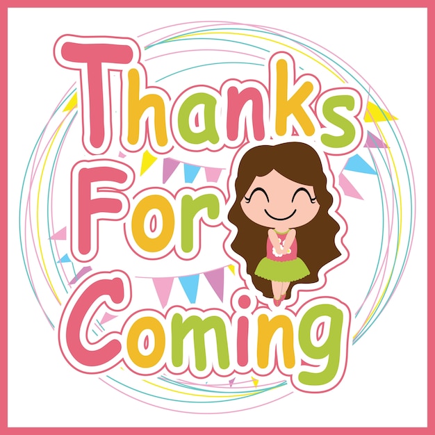 Cute girl vector cartoon for thanks card