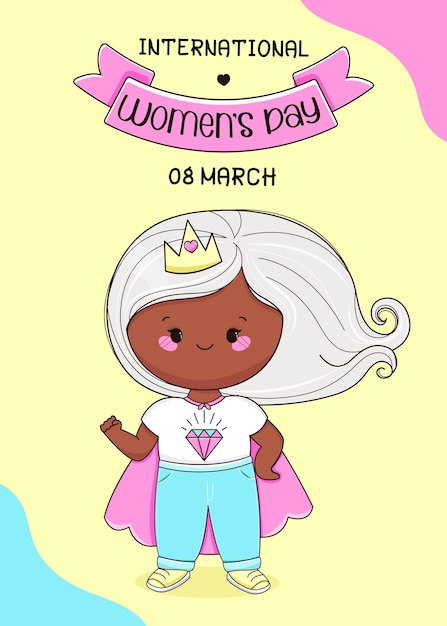 Cute girl Vector Happy womens day Illustration