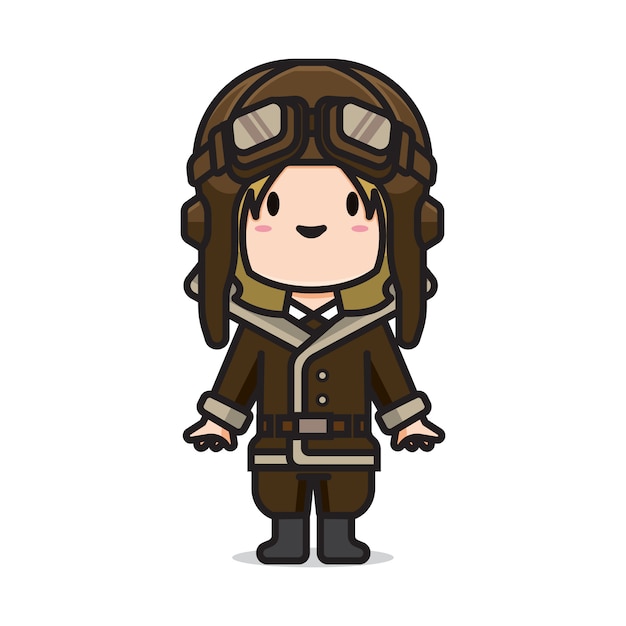 Vector cute girl vintage pilot
