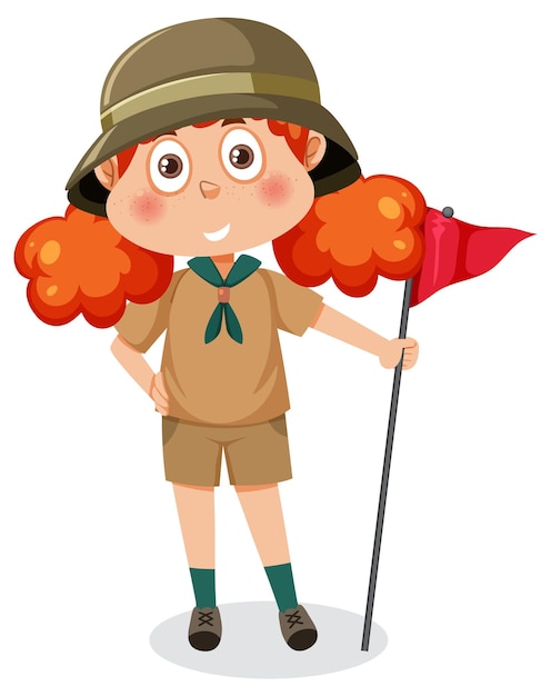 Vector cute girl wearing camping outfit