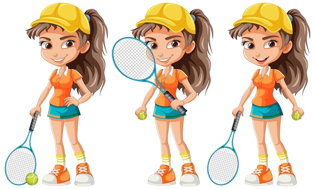 Vector cute girl wearing hat face ponytail hair