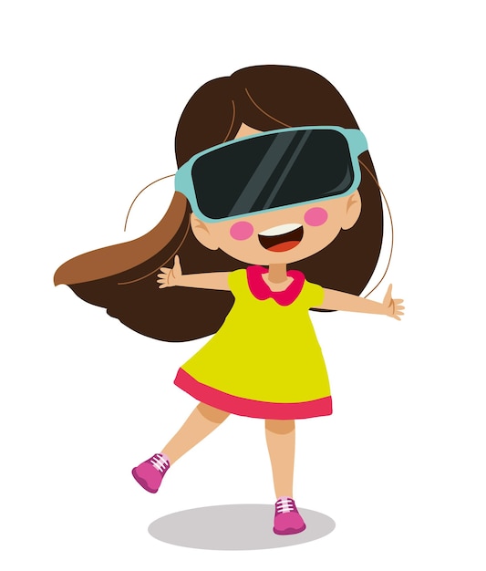 Cute girl wearing virtual glasses