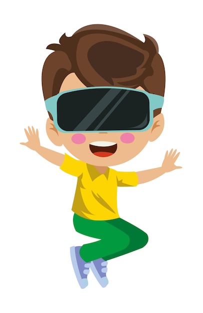 Vector cute girl wearing virtual glasses