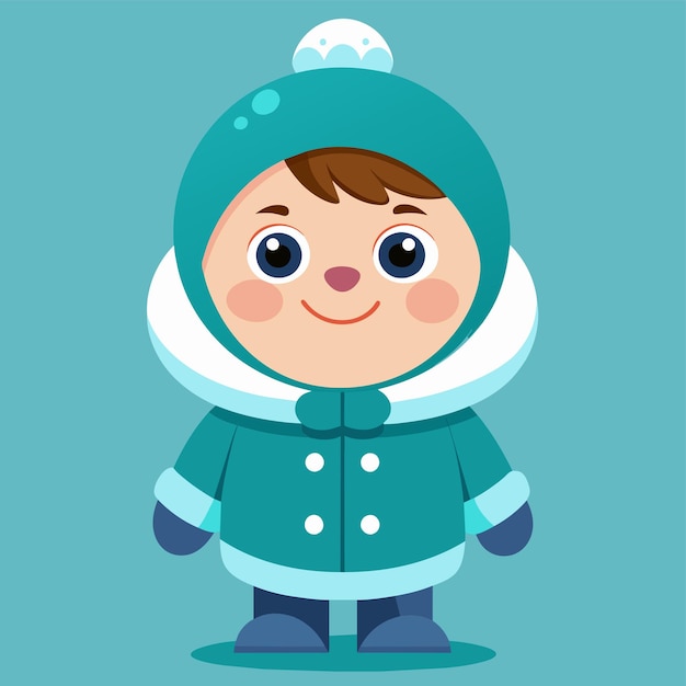 Cute girl in winter outfit clothing hand drawn mascot cartoon character sticker icon concept