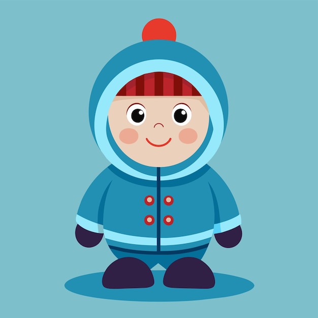 Cute girl in winter outfit clothing hand drawn mascot cartoon character sticker icon concept