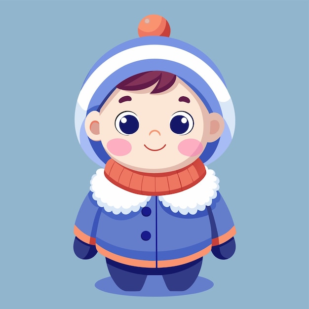 Cute girl in winter outfit clothing hand drawn mascot cartoon character sticker icon concept