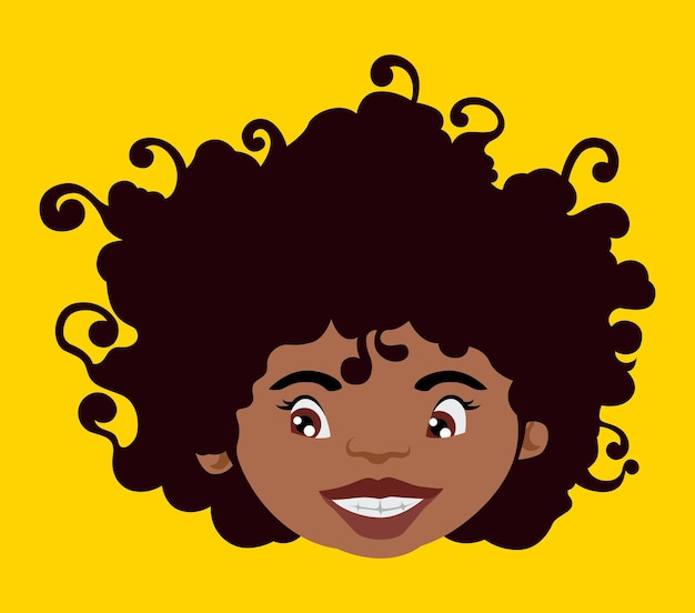 Vector cute girl with afro hair