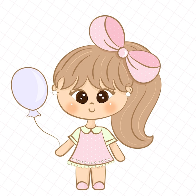 Vector cute girl with ballon