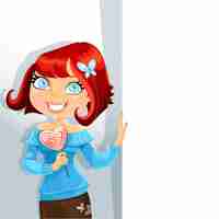 Vector cute girl with candyheart keeps banner for your text