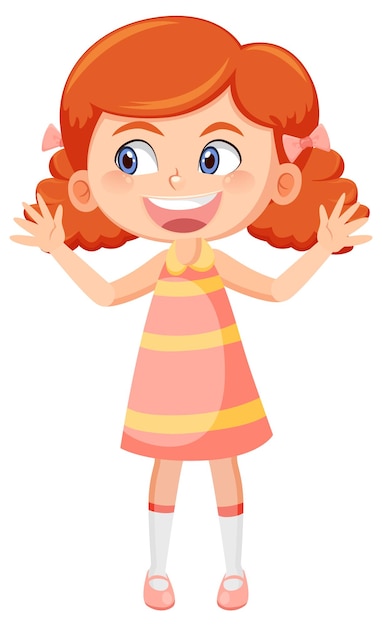 Cute girl with curly hair cartoon