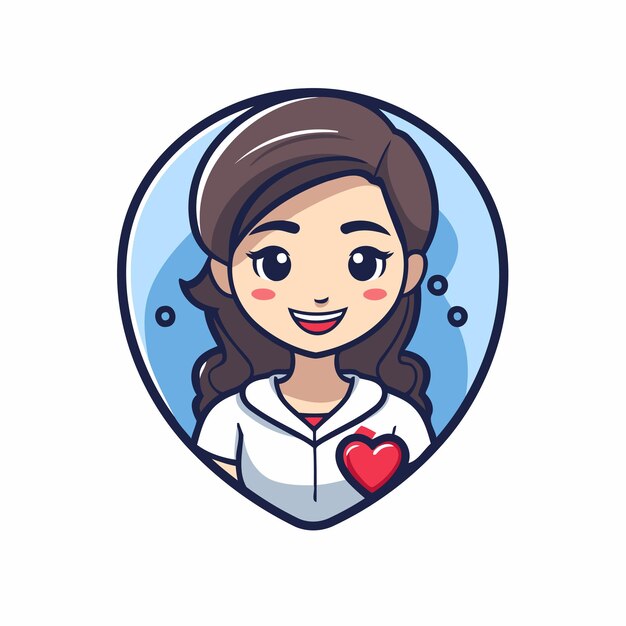 Cute girl with heart in the heart shape Vector illustration